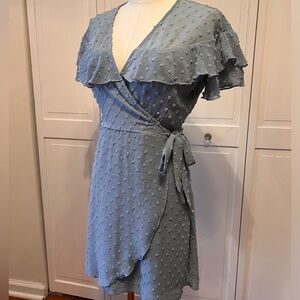 Blue mini wrap dress